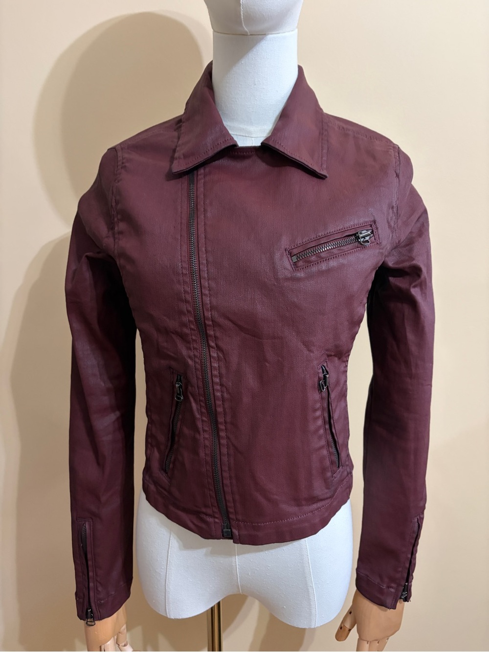 The Moto Coated Denim Jacket by AG Adriano Goldschmied - Size Small